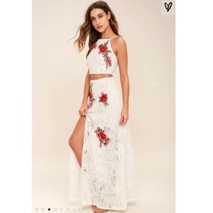 Take a Vow Ivory Lace Two-Piece Maxi Dress